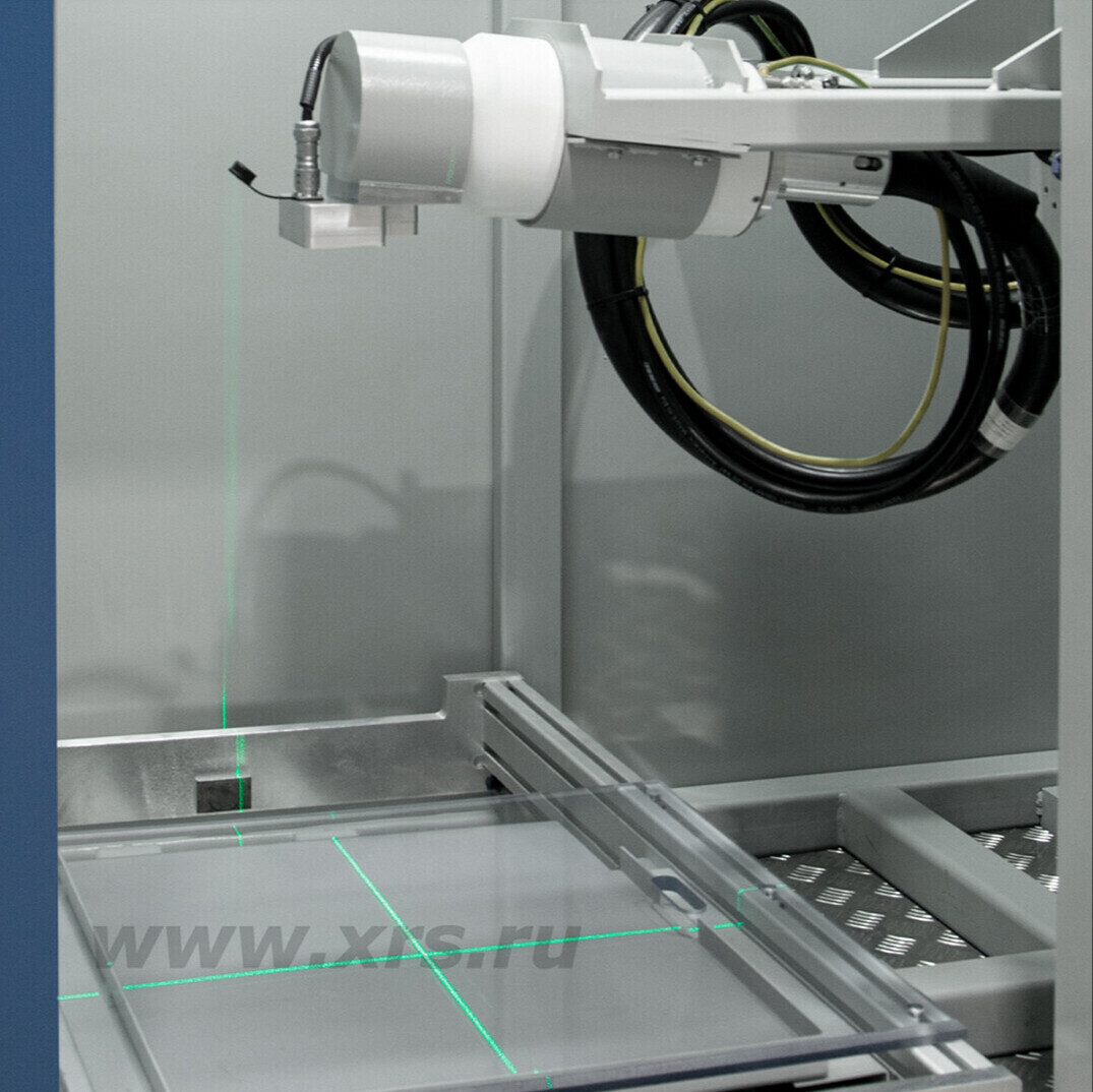 Лазерный целеуказатель АРИОН ЛЦП на излучателе стационарного р/а в составе рентгенографической системы Арион 60-122 225 кВ