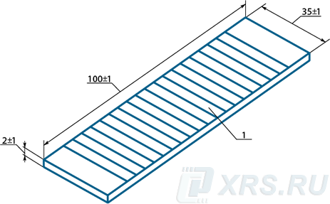 Покрытие эталонного образца для капиллярного контроля типа 1 по ГОСТ Р ИСО 3452-2009 имеет искусственные несплошности в виде выходящих на поверхность поперечных трещин имеющих глубину равную толщине Ni Cr-слоя